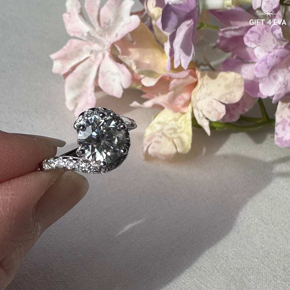 Elizabeth 2CT Moissanite 925 Silver Adjustable Ring