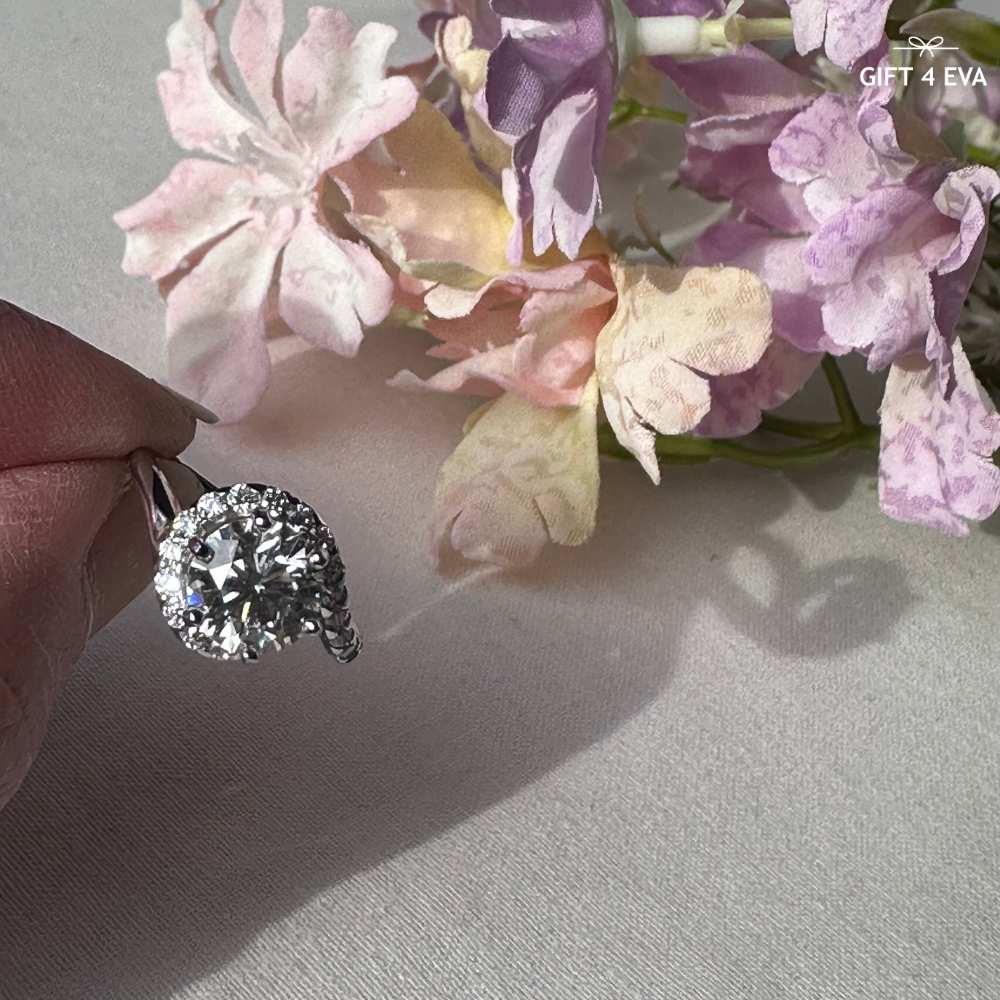 Elizabeth 2CT Moissanite 925 Silver Adjustable Ring