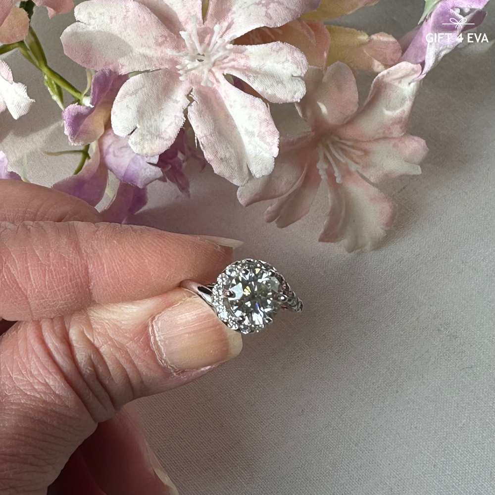 Elizabeth 2CT Moissanite 925 Silver Adjustable Ring