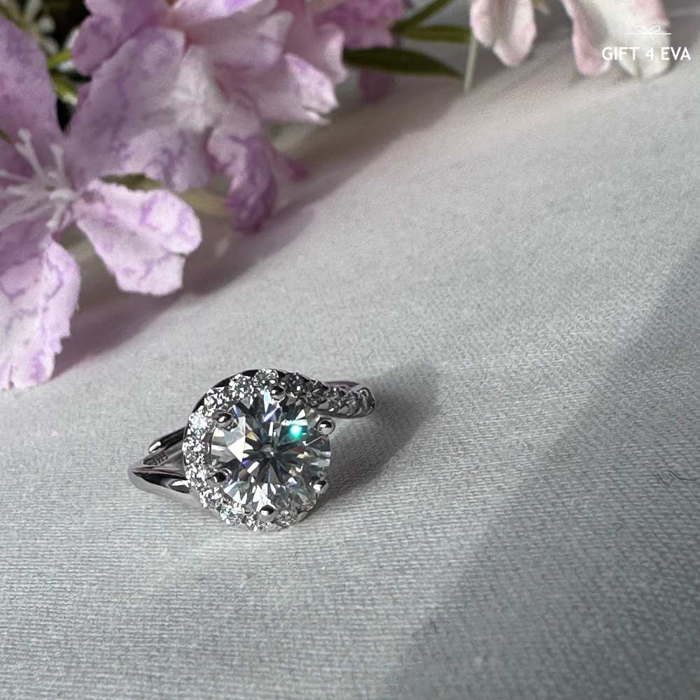 Elizabeth 2CT Moissanite 925 Silver Adjustable Ring