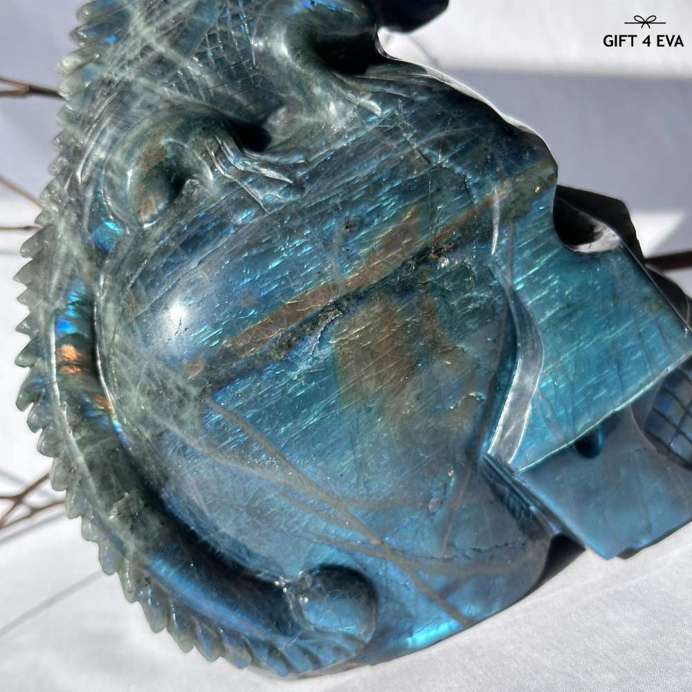 Labradorite Skull & Lizard