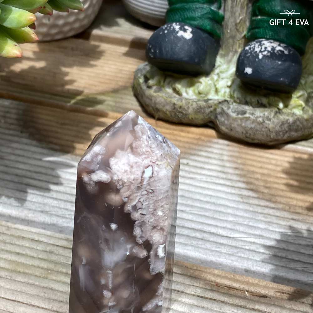 Black Flower Agate Point 85MM