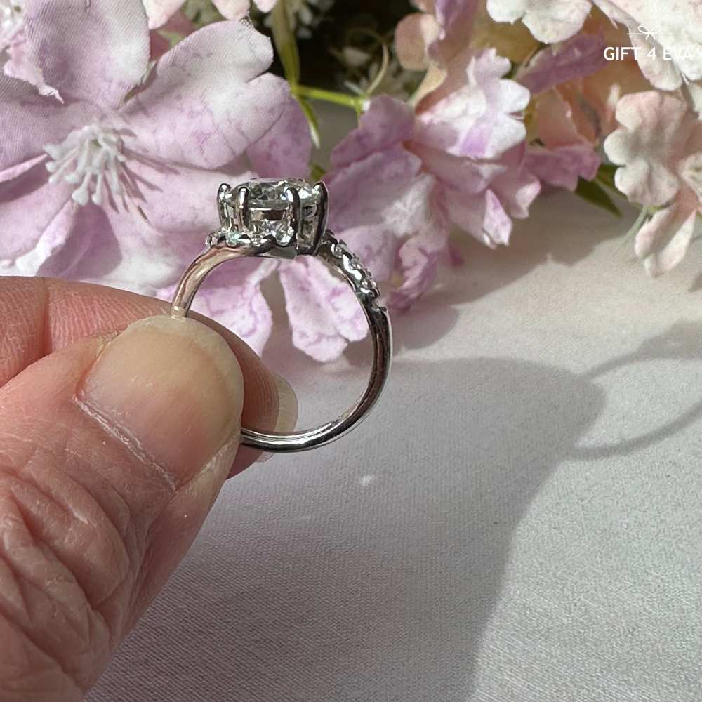 Elizabeth 2CT Moissanite 925 Silver Adjustable Ring
