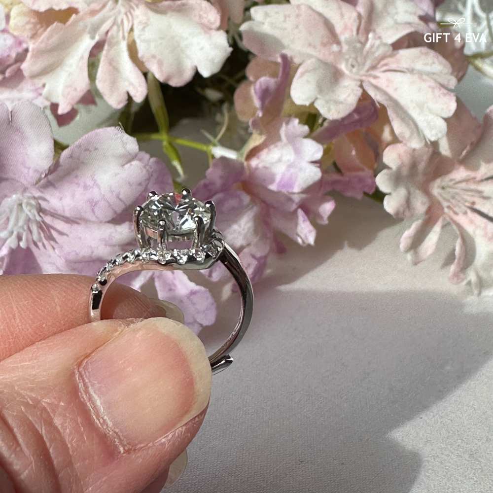 Elizabeth 2CT Moissanite 925 Silver Adjustable Ring