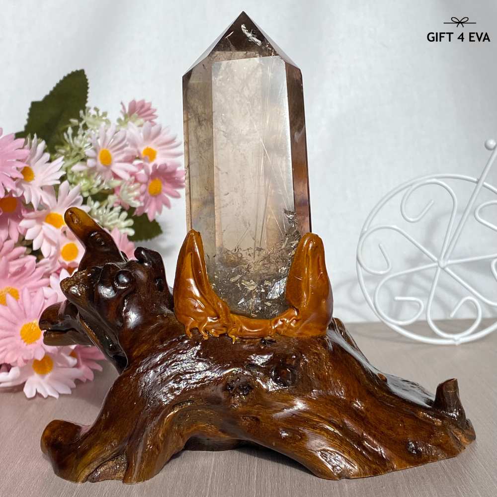 Smoky Rutile Point on Stand 312G
