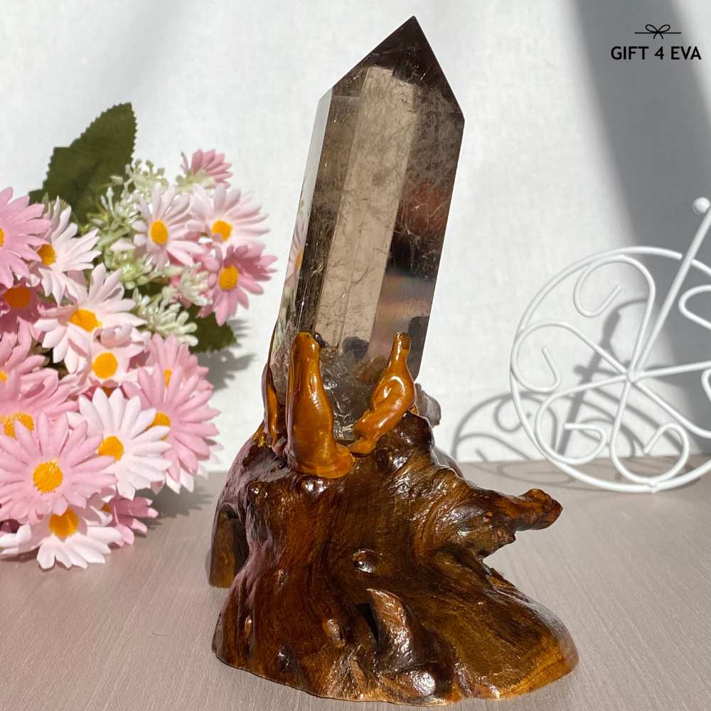 Smoky Rutile Point on Stand 312G