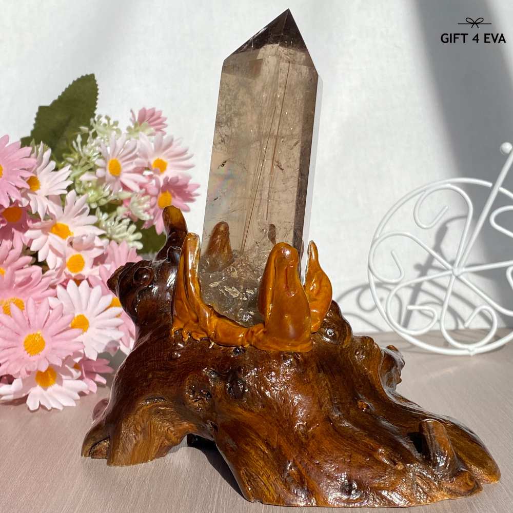 Smoky Rutile Point on Stand 312G