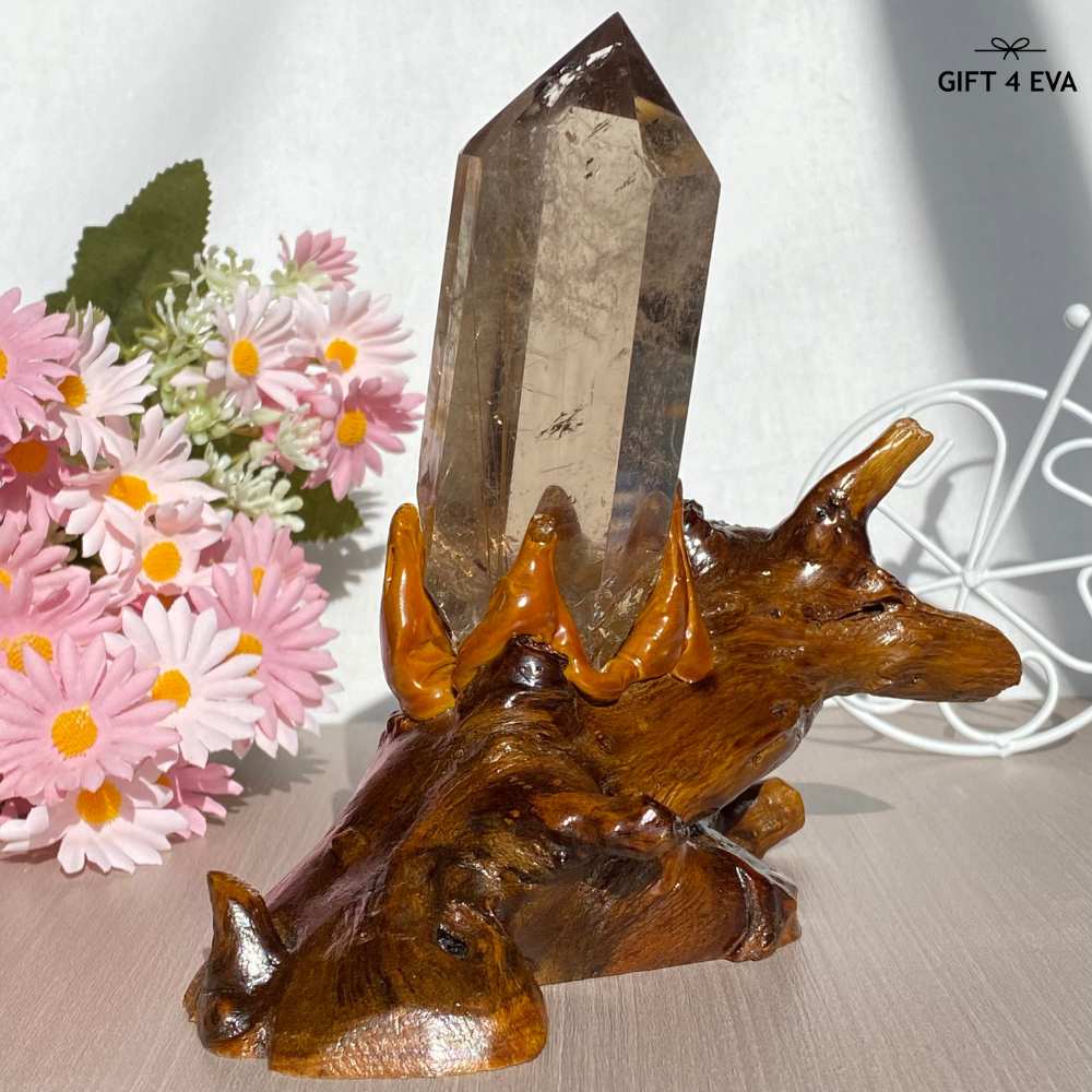 Smoky Rutile Point on Stand 312G