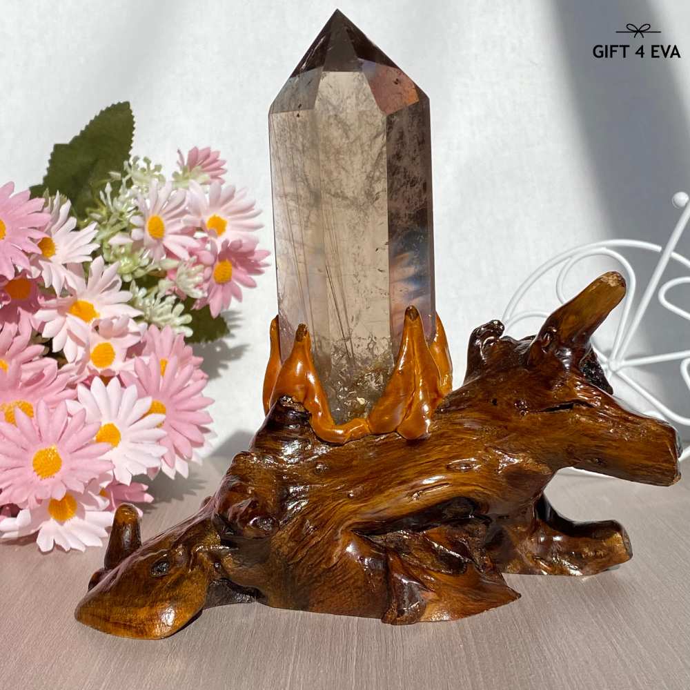 Smoky Rutile Point on Stand 312G