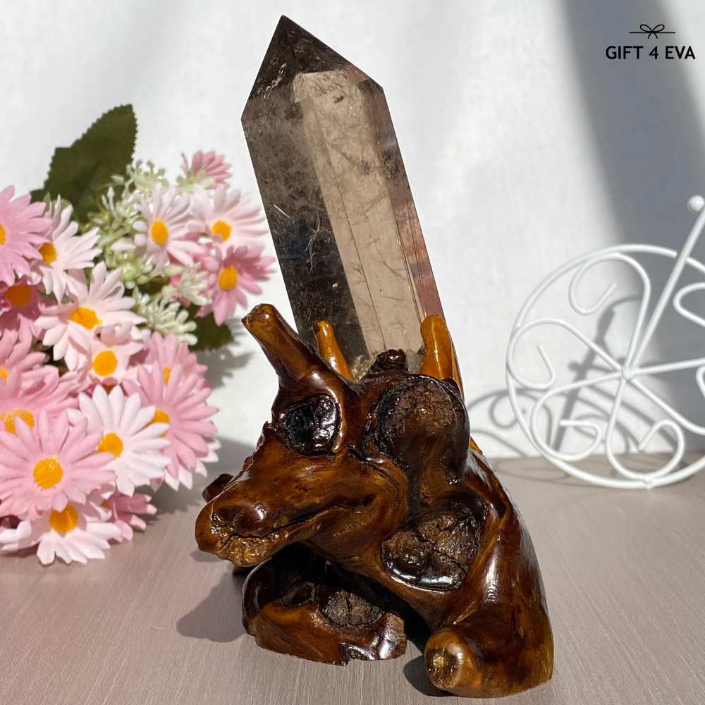 Smoky Rutile Point on Stand 312G