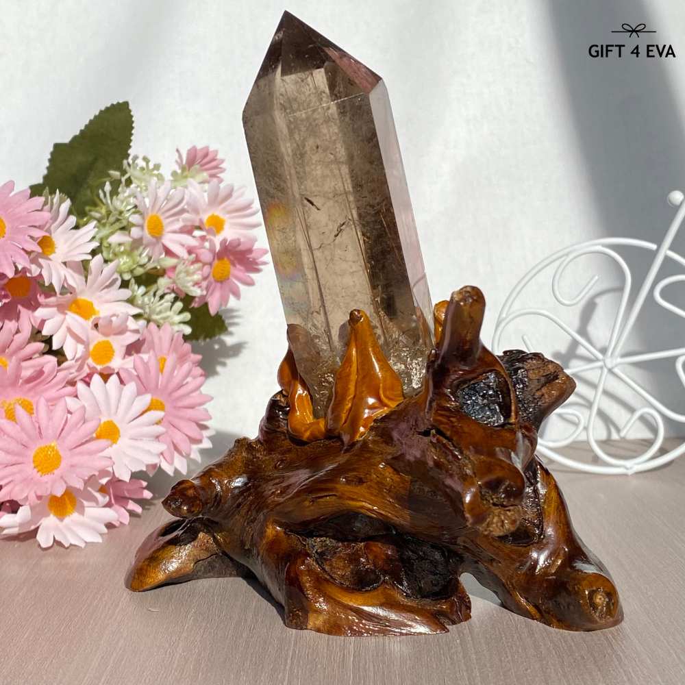 Smoky Rutile Point on Stand 312G