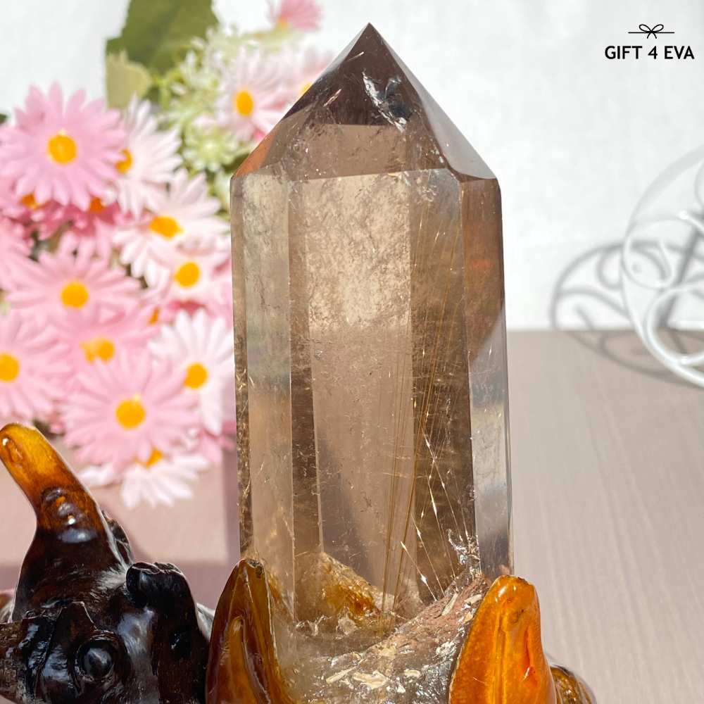 Smoky Rutile Point on Stand 312G