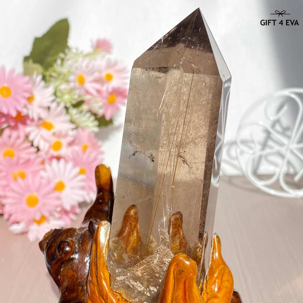 Smoky Rutile Point on Stand 312G