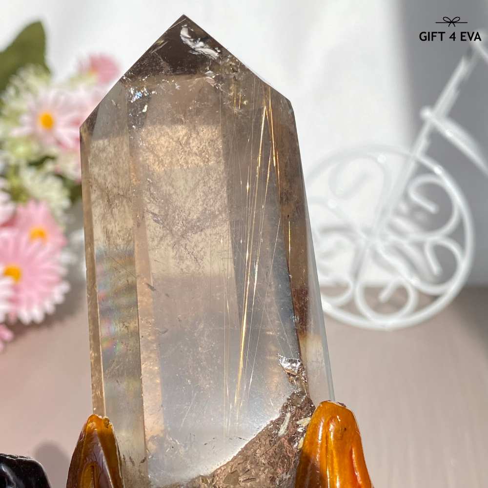 Smoky Rutile Point on Stand 312G