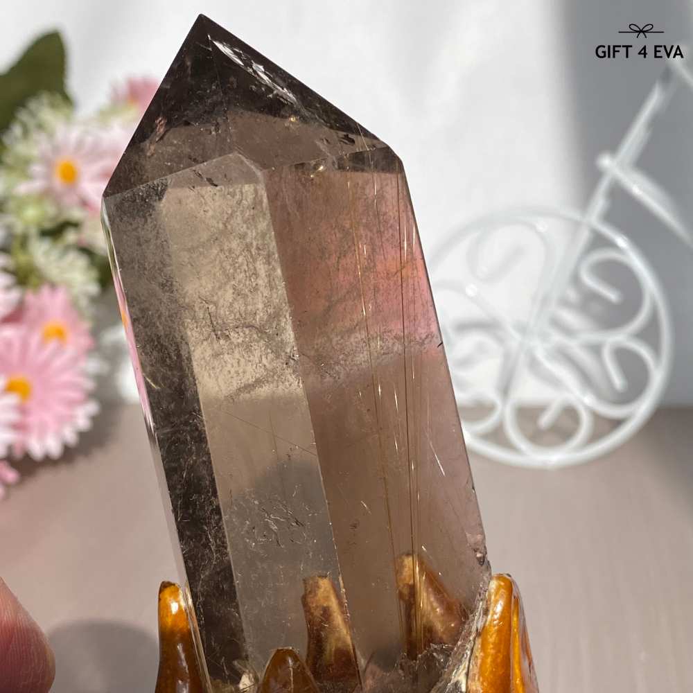 Smoky Rutile Point on Stand 312G