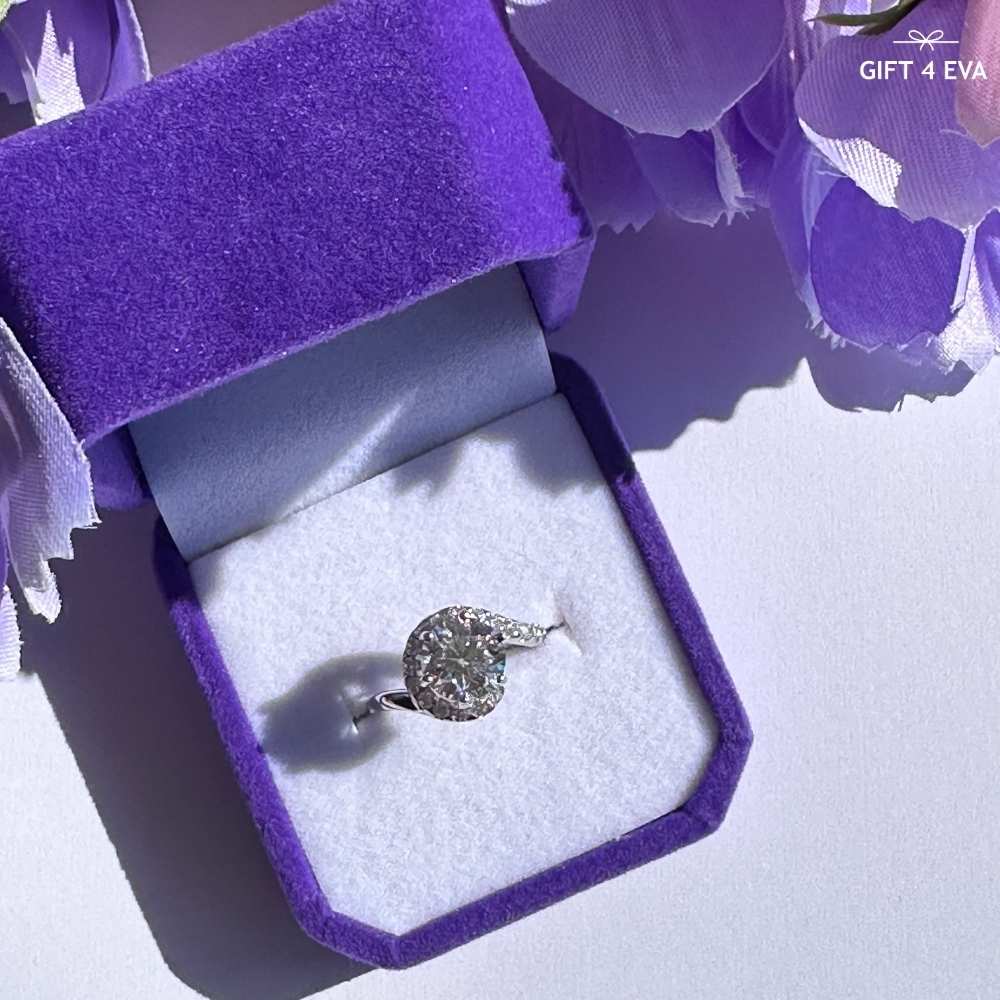 Elizabeth 2CT Moissanite 925 Silver Adjustable Ring