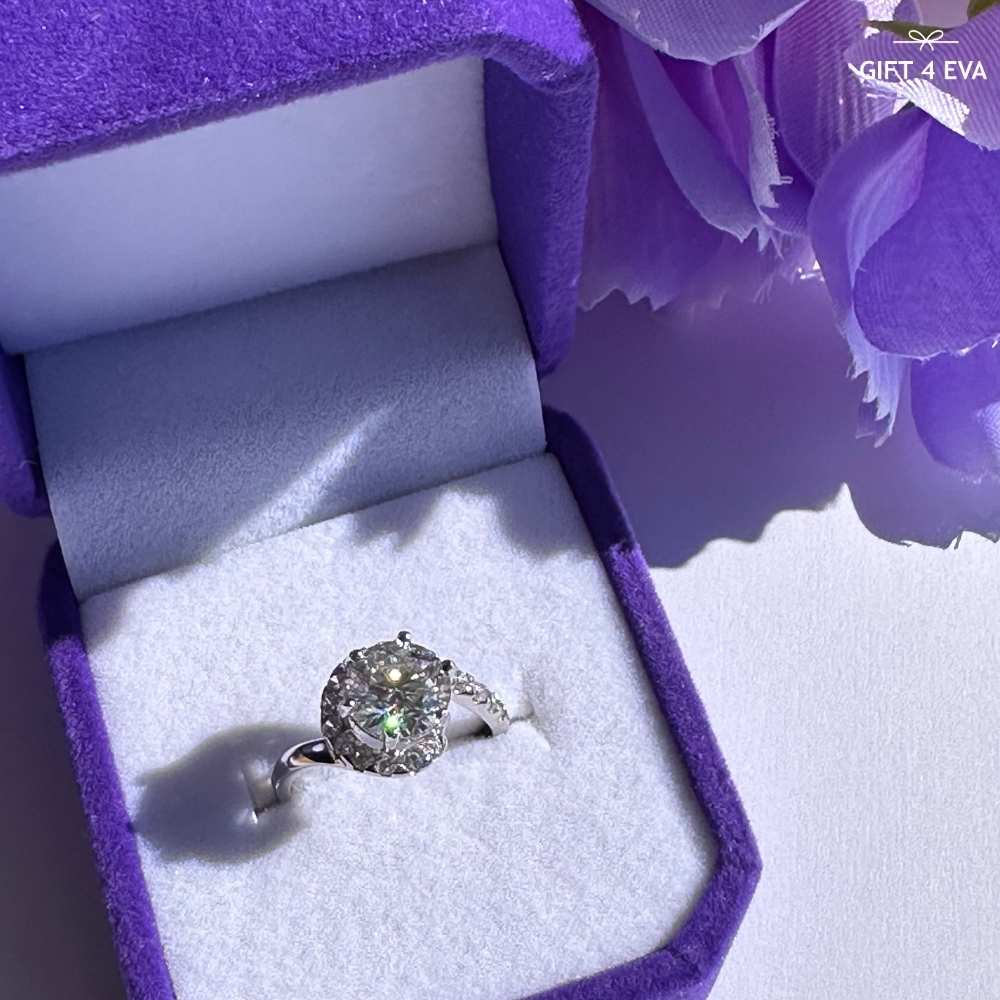 Elizabeth 2CT Moissanite 925 Silver Adjustable Ring
