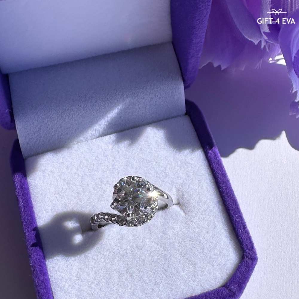 Elizabeth 2CT Moissanite 925 Silver Adjustable Ring
