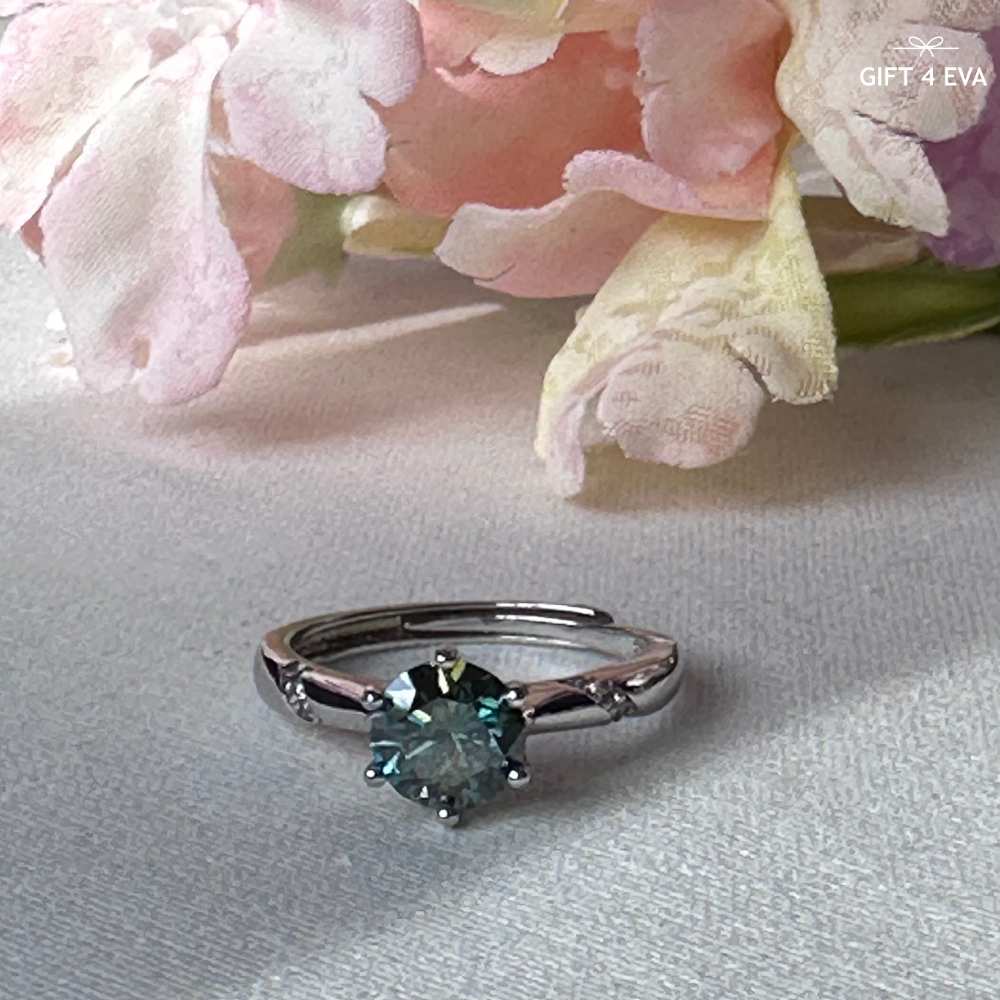 Adeline 1CT Moissanite 925 Silver Adjustable Ring