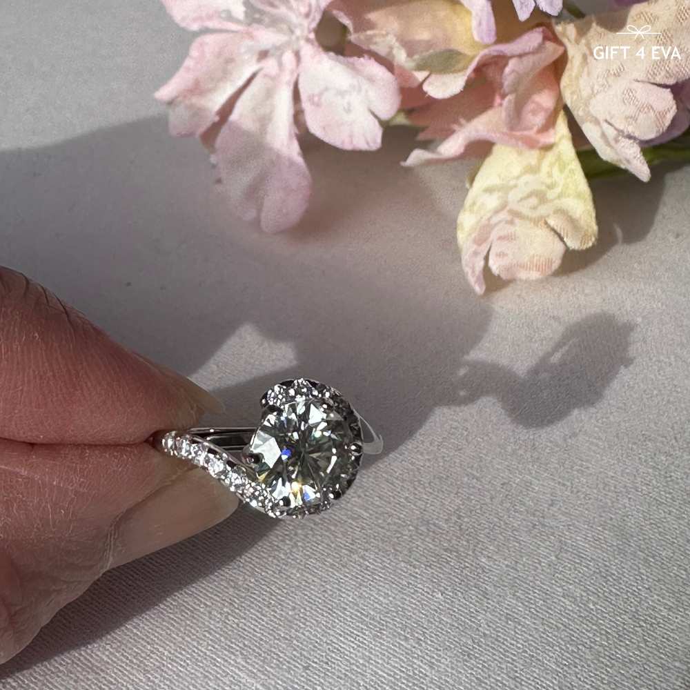Elizabeth 2CT Moissanite 925 Silver Adjustable Ring