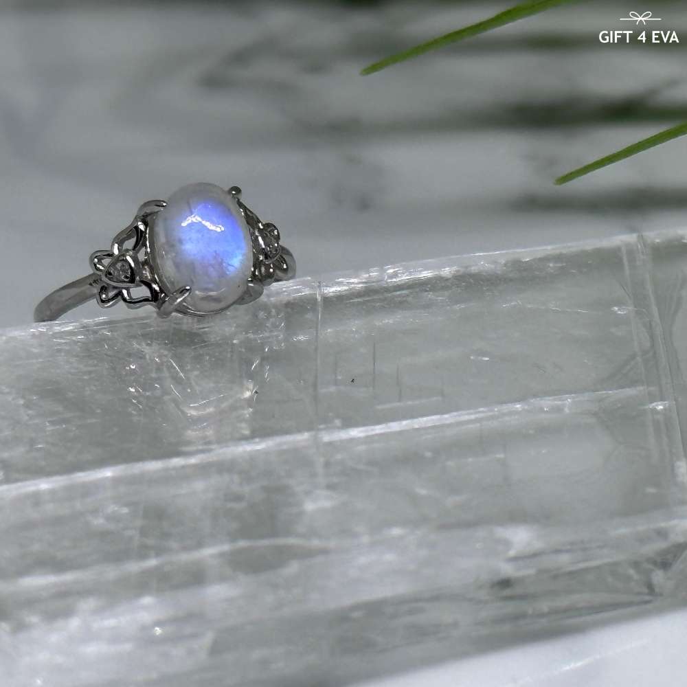 Moonstone 925 Silver Adjustable Ring