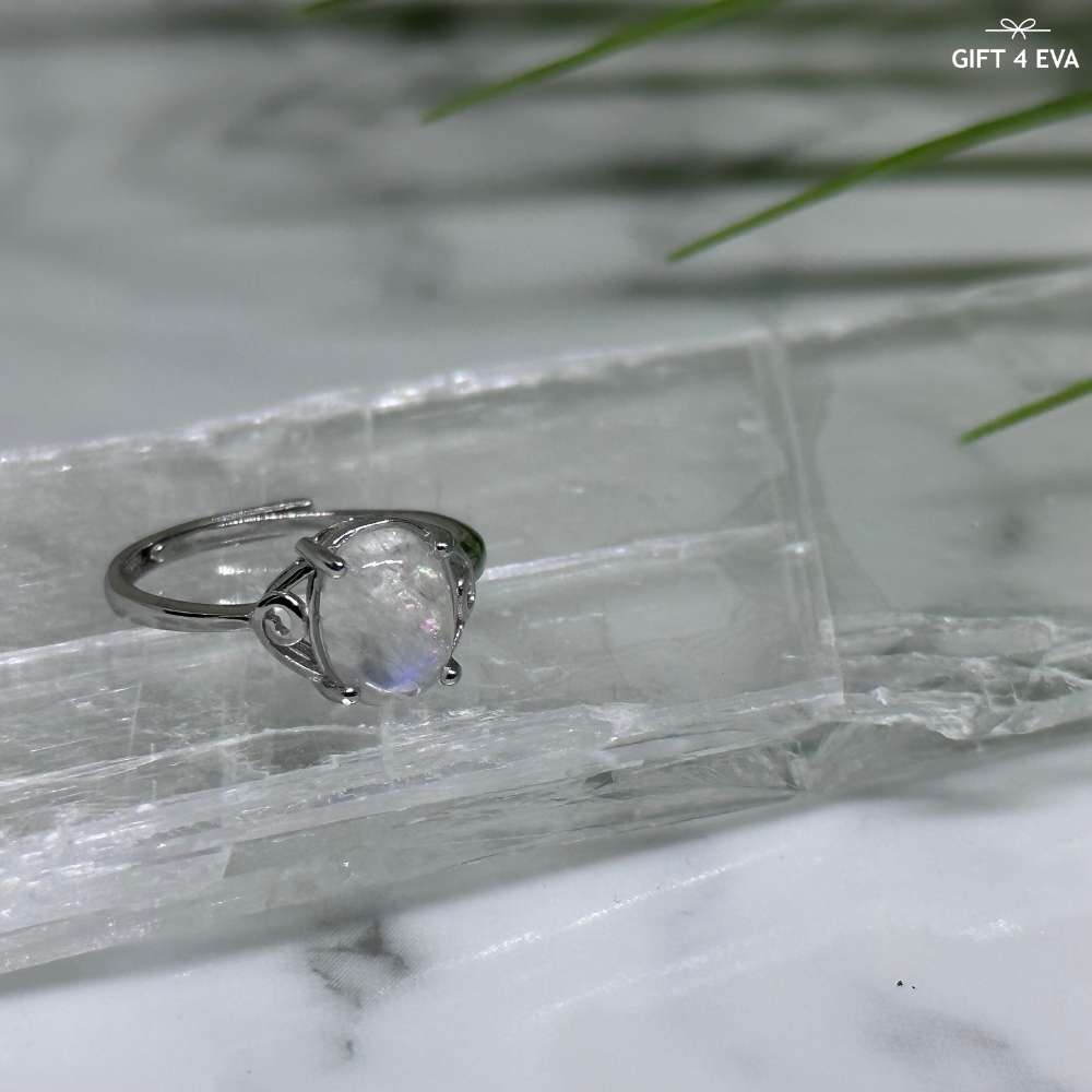 Moonstone 925 Silver Adjustable Ring