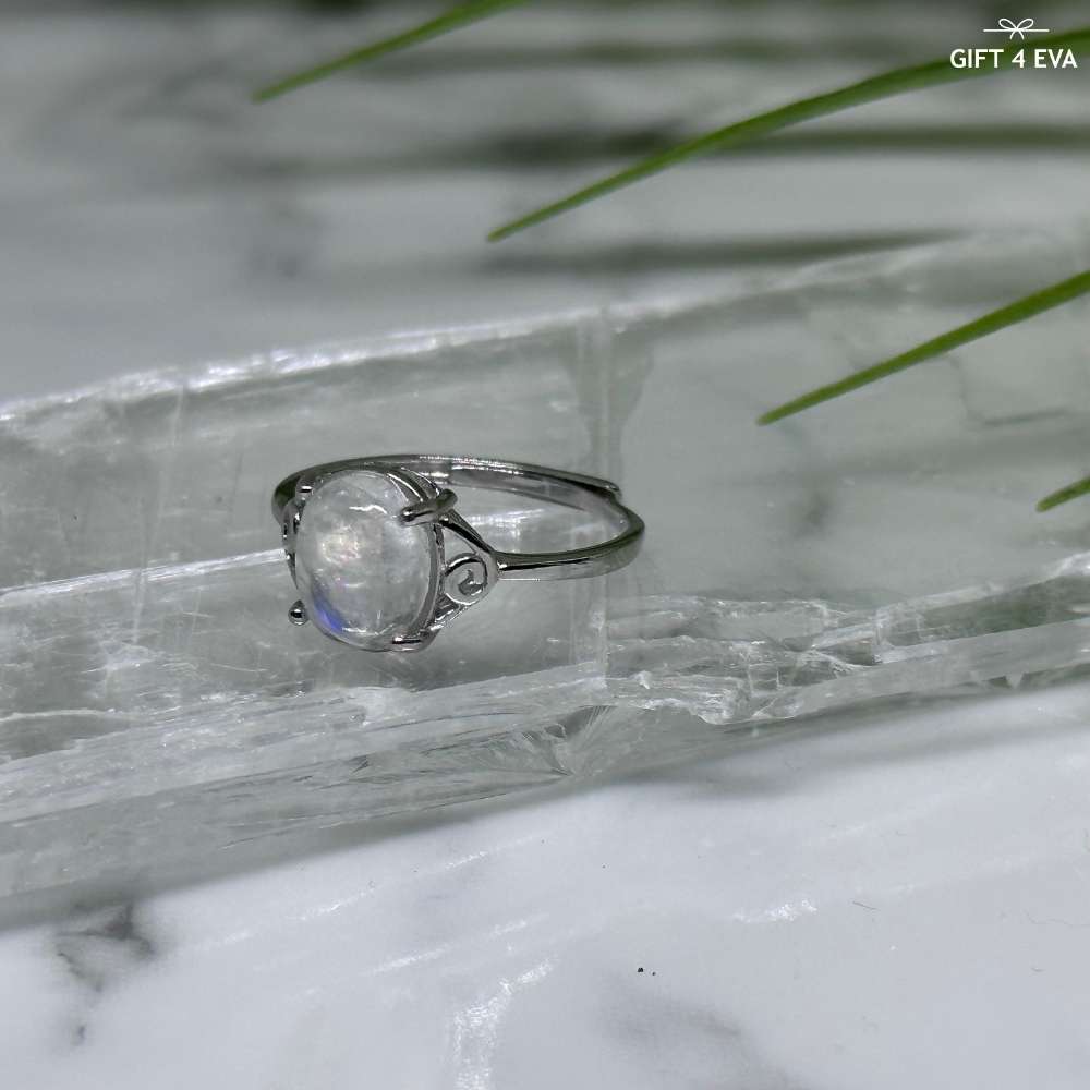Moonstone 925 Silver Adjustable Ring