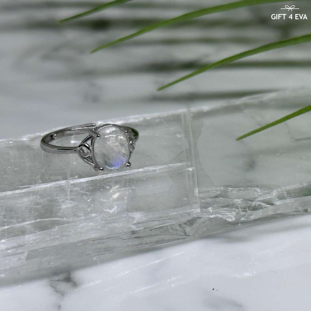 Moonstone 925 Silver Adjustable Ring