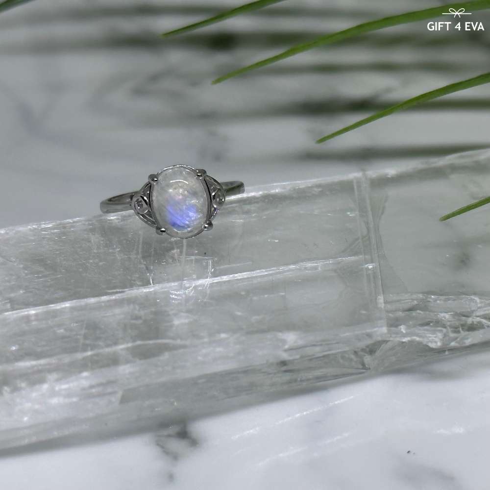 Moonstone 925 Silver Adjustable Ring