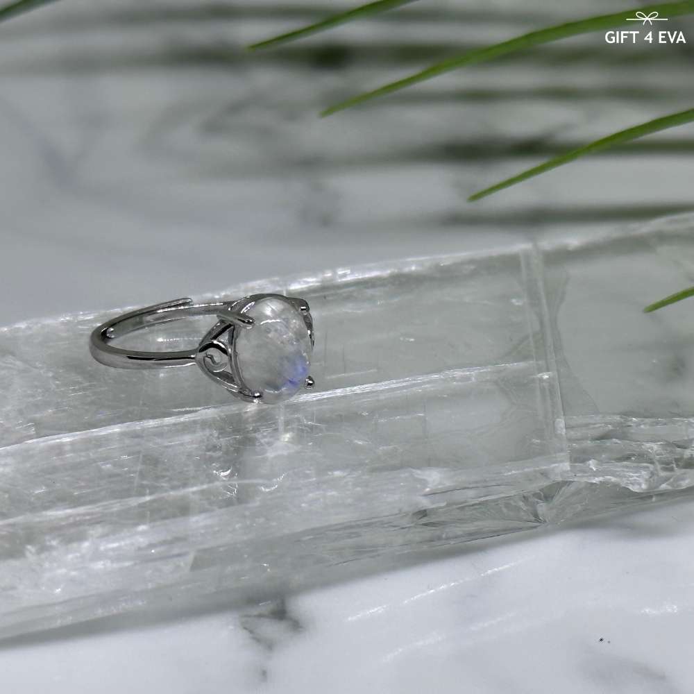 Moonstone 925 Silver Adjustable Ring