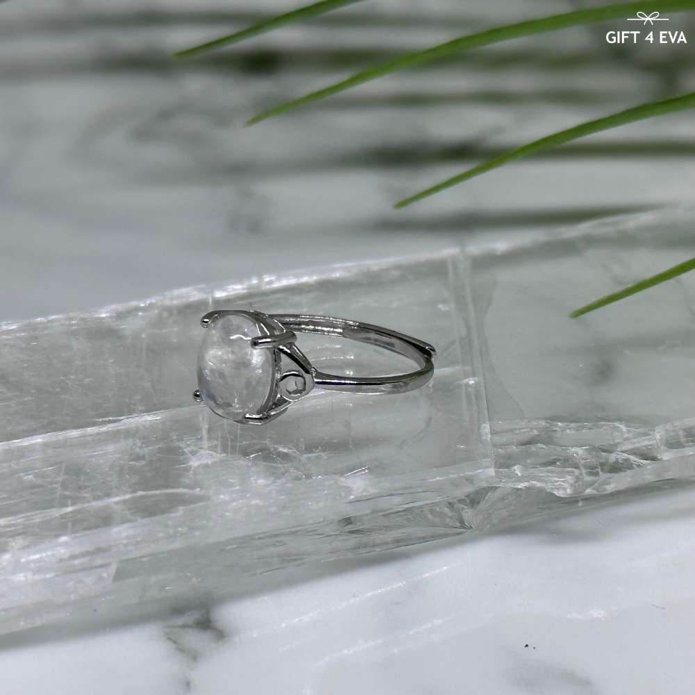 Moonstone 925 Silver Adjustable Ring