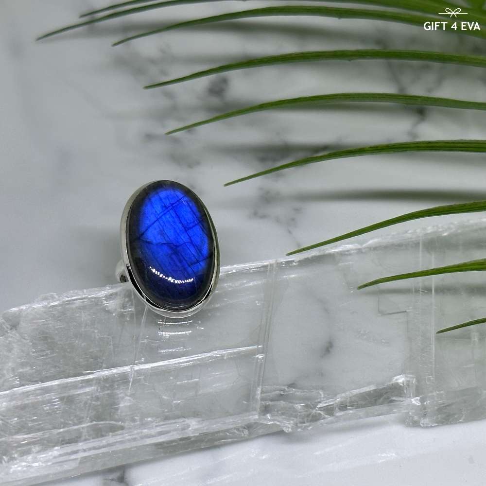 Labradorite 925 Silver Ring - Size9