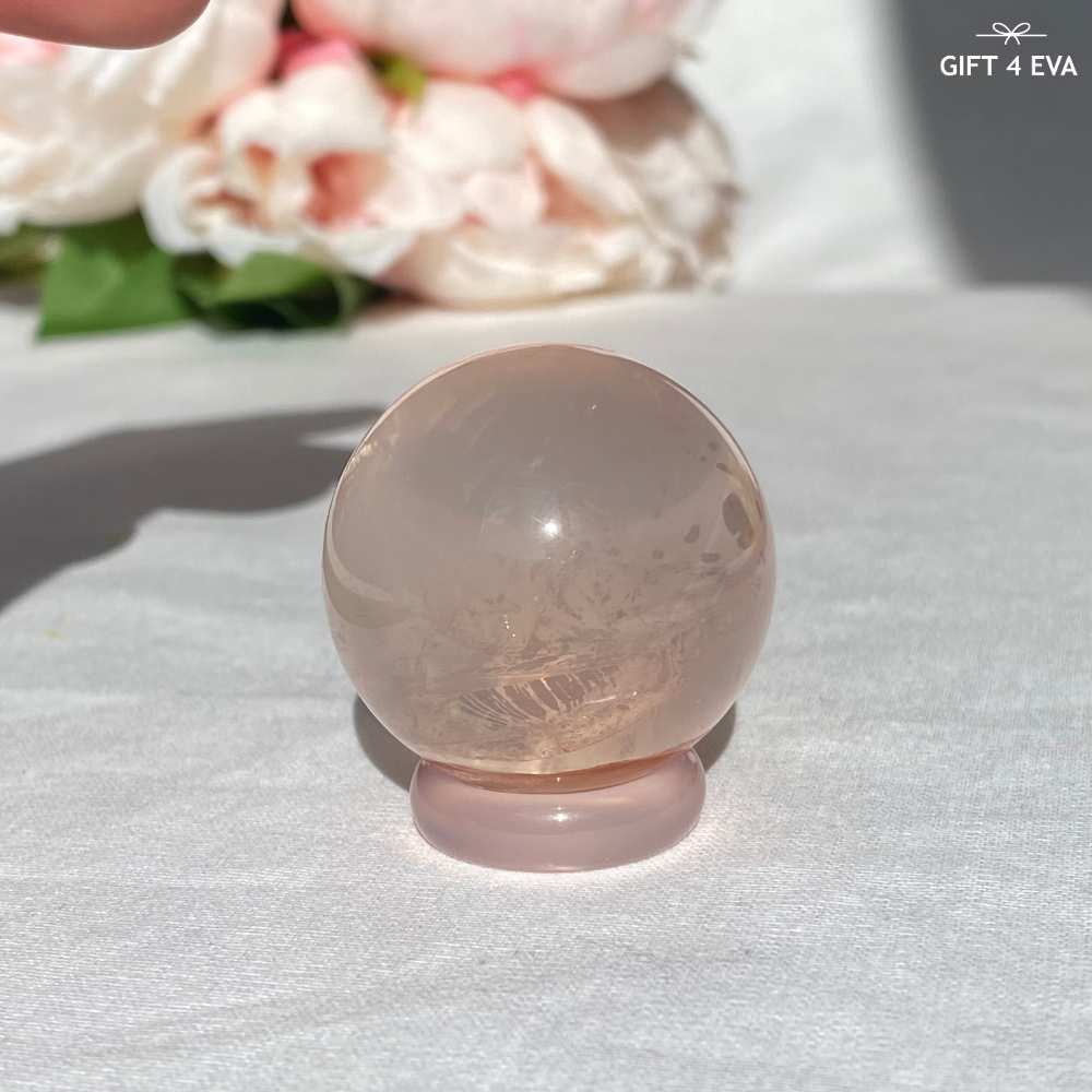 Rose Quartz With Golden Healer Sphere