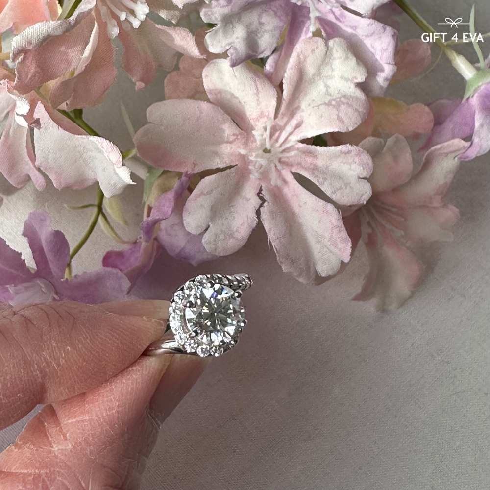 Elizabeth 2CT Moissanite 925 Silver Adjustable Ring