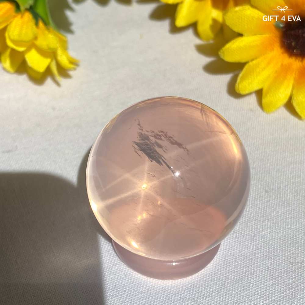 Rose Quartz Sphere - Double Asterism