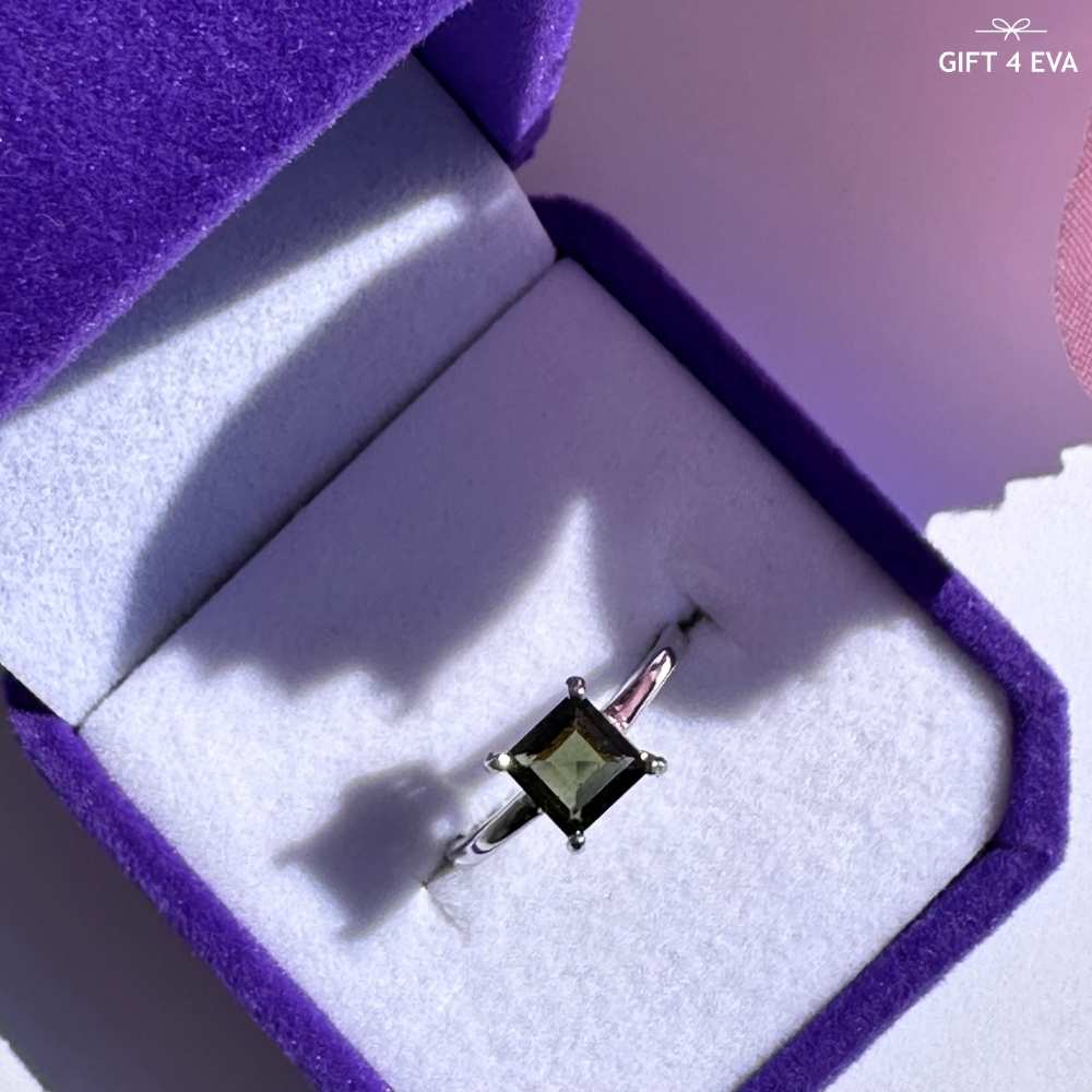 Avani Moldavite 925 Silver Adjustable Ring