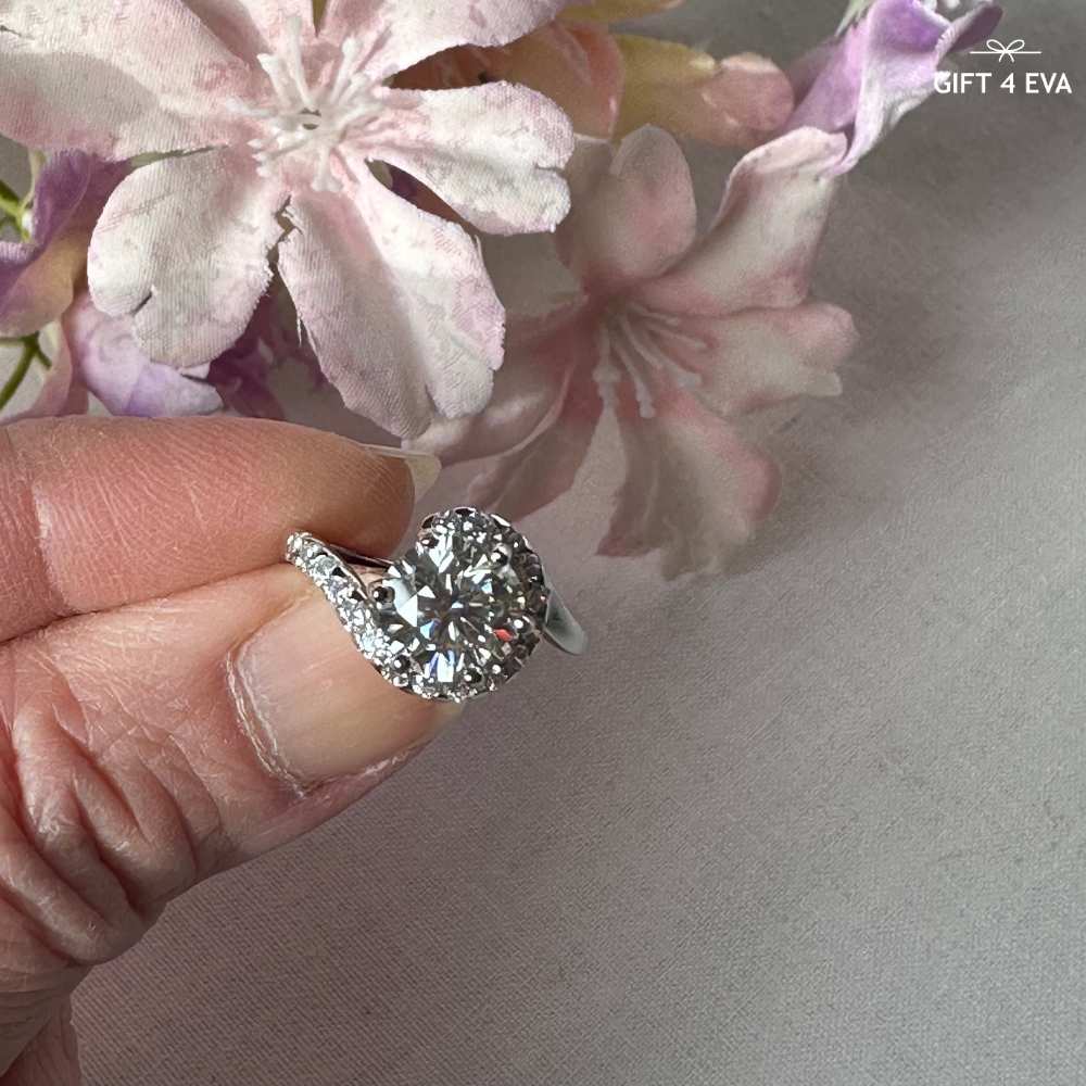 Elizabeth 2CT Moissanite 925 Silver Adjustable Ring