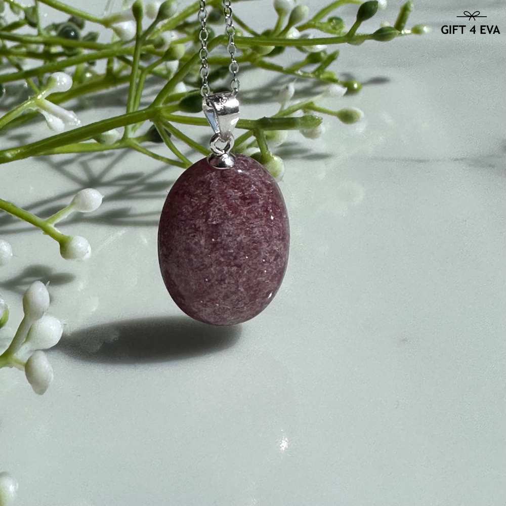 Strawberry Quartz 925 Silver Pendant Necklace
