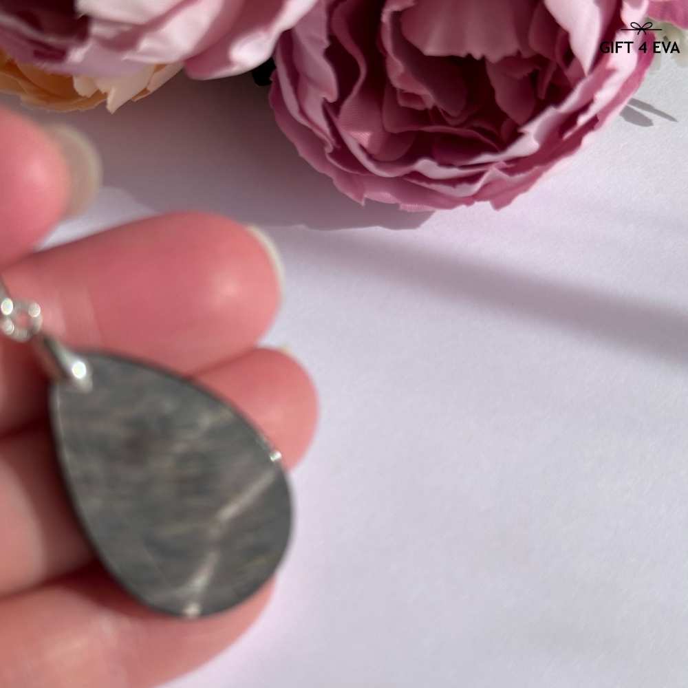 Hypersthene Tear Drop Pendant Necklace