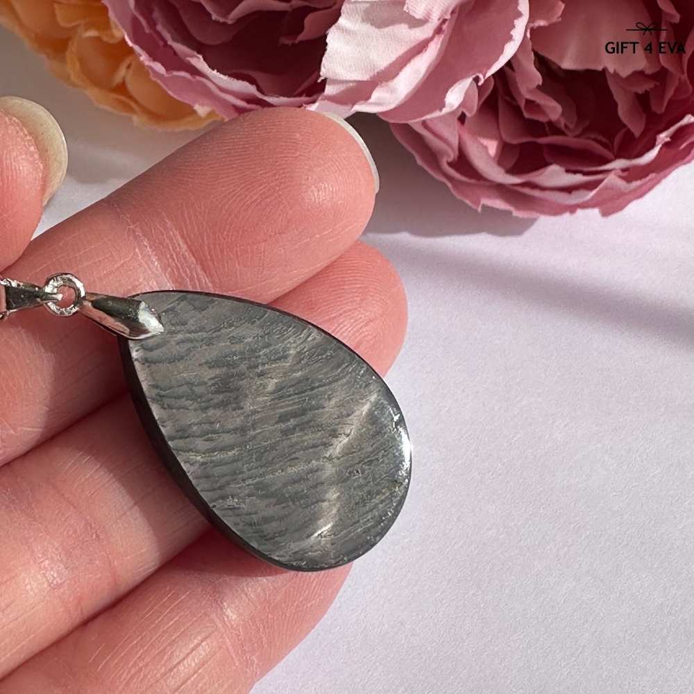 Hypersthene Tear Drop Pendant Necklace