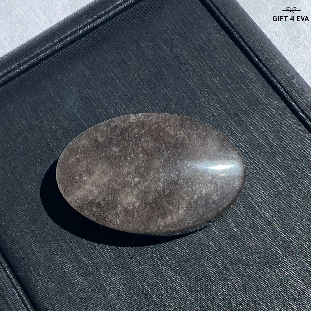 Silver Sheen Obsidian Palm Stone 48G