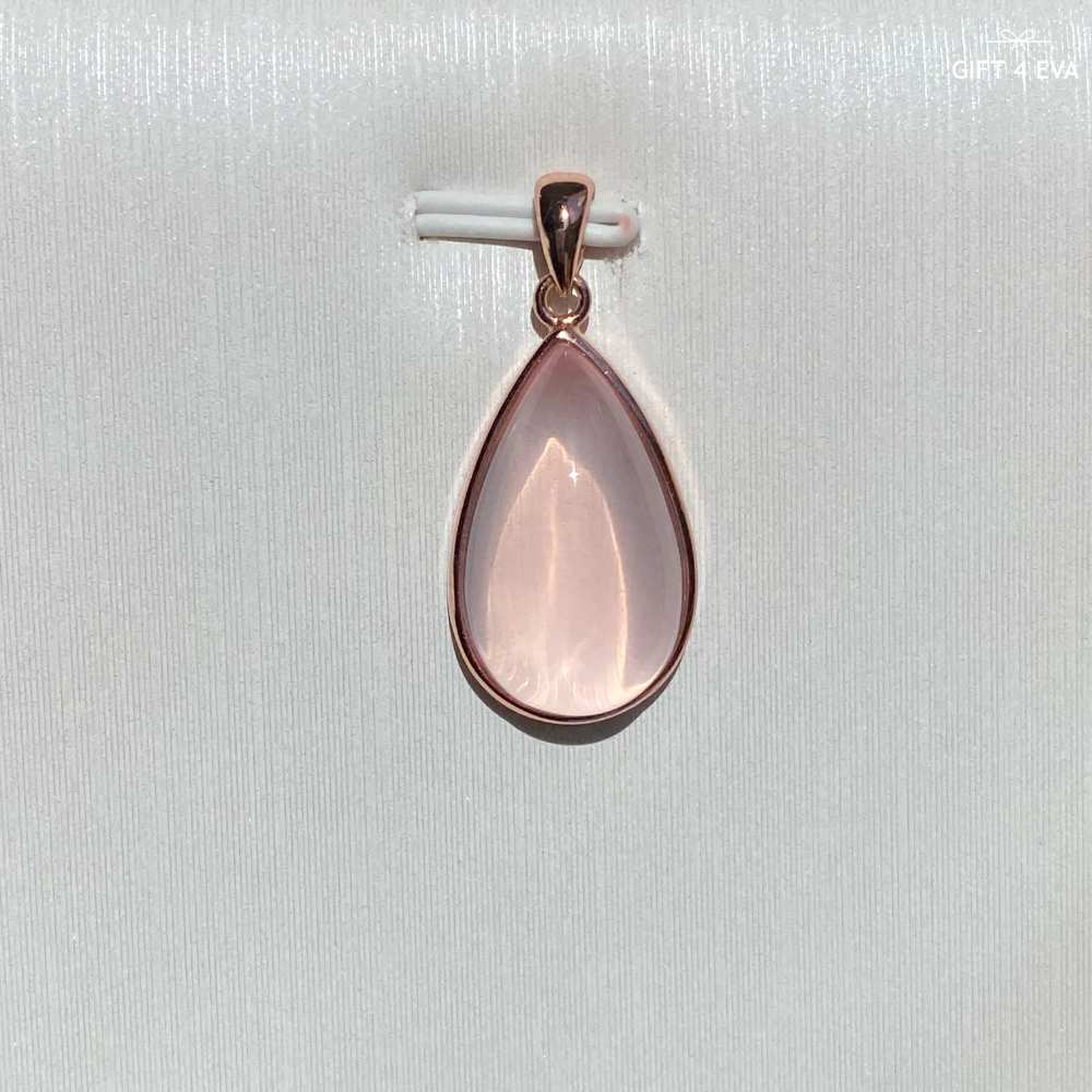 Dahlia Rose Quartz 925 Silver Pendant Rose Gold Plated