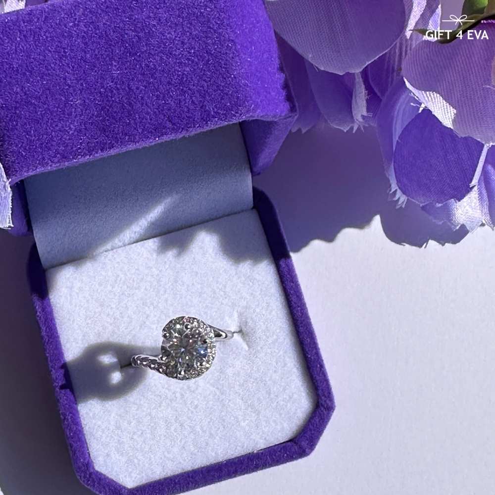 Elizabeth 2CT Moissanite 925 Silver Adjustable Ring