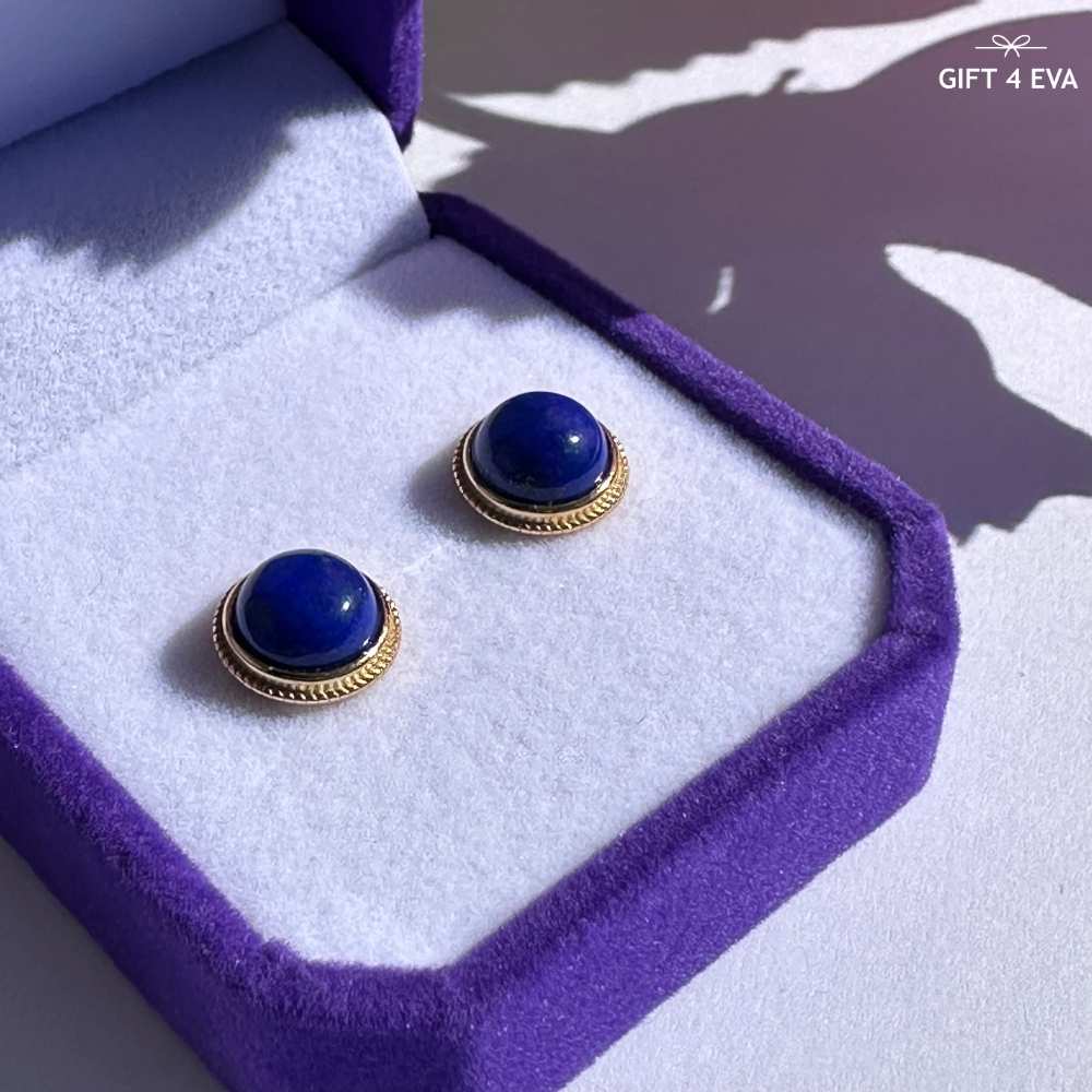 Luna Lapis Lazuli 925 Silver Stud Earrings